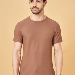 7 Alt by Pantaloons Men Solid Round Neck Cotton Slim Fit T-Shirt-image-80