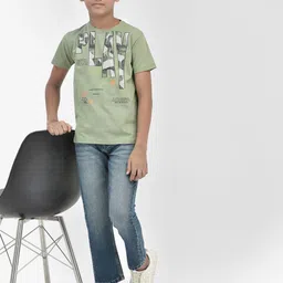 Crimsoune Club Boys Slim Fit Typography Printed Round Neck T-shirt-50