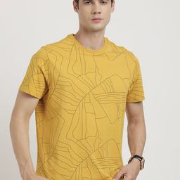 Turtle Round Neck Printed Slim Fit Cotton T-shirt-image-43