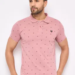 Duke Abstract Printed Polo Collar Short Sleeves Cotton Slim Fit T-shirt-image-2