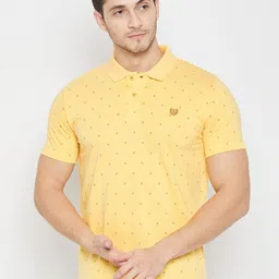 Duke Geometric Printed Polo Collar Short Sleeves Cotton Slim Fit T-shirt-image-4