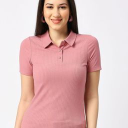 Being Human Women Polo Collar Slim Fit Solid T-shirt-image-11