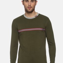 YAK Men Olive Green Slim Fit T-shirt-image-95