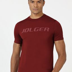 JOLGER Typography Printed Rapid Dry Slim Fit Sports T-shirt-image-92