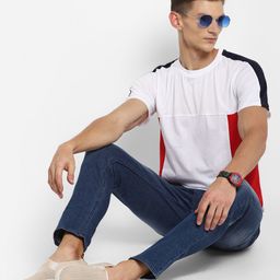 Bukkl Slim Fit Colourblocked Round Neck Cotton T-shirt-image-19