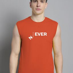 FBAR Typography Printed Sleeveless Slim Fit Pure Cotton T-shirt-image-80