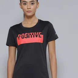 Alcis Women Black Typography Printed Slim Fit T-shirt-image-55