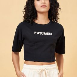 Ajile by Pantaloons Women Typography Printed Slim Fit T-shirt-picture-0