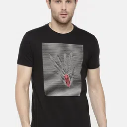 Steenbok Geometric Printed Round Neck Slim Fit Cotton T-Shirt-image-26