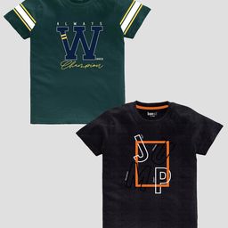 BAESD Boys Pack Of 2 Slim Fit Typography Printed Pure Cotton Casual T-shirt-image-47