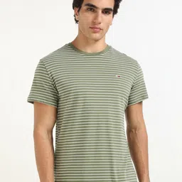 Tommy Hilfiger Men Striped Round Neck Cotton T-shirt-image-93