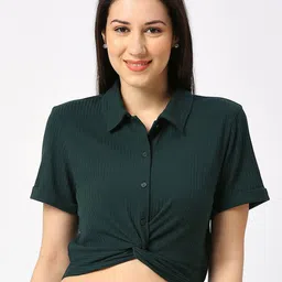 Being Human Women Shirt Collar Solid Crop Top-picture-41