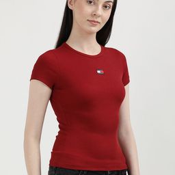 Tommy Hilfiger Women V-Neck Extended Sleeves Slim Fit T-shirt-image-54