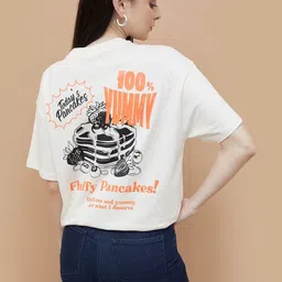 Ginger by Lifestyle Women Typography Printed Round Neck Cotton Oversized T-shirt-image-96