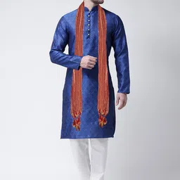 SG LEMAN Ethnic Motifs Woven Design Silk Georgette Jacquard Kurta With Churidar & Dupatta-picture-47