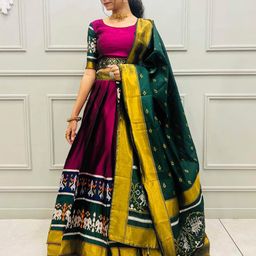 Fabcartz Woven Design Semi-Stitched Lehenga & Unstitched Blouse With Dupatta-picture-11