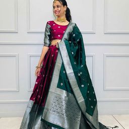Fabcartz Woven Design Semi-Stitched Lehenga & Unstitched Blouse With Dupatta-image-26