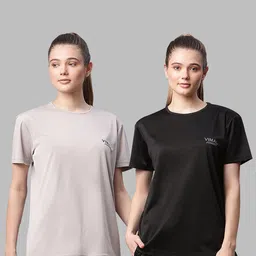 VIMAL JONNEY Women Black & Grey Pack Of 2 T-shirts-image-41