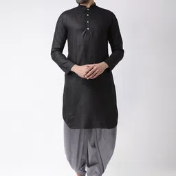 KISAH Men Black Kurta with Dhoti Pants-image-91