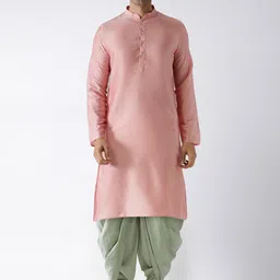 KISAH Men Pink Kurta with Dhoti Pants-picture-27