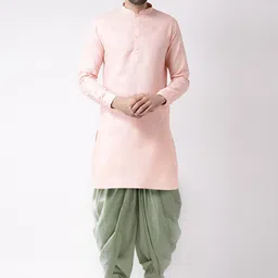 KISAH Men Pink & Sea Green Kurta with Dhoti Pants-image-75