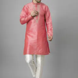 Utsav Fashion Men Ethnic Motifs Yoke Design Regular Beads and Stones Kurta with Trousers-picture-24