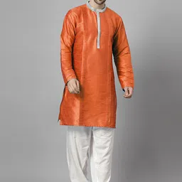 Utsav Fashion Men Yoke Design Pleated Patchwork Kurta with Salwar-image-23