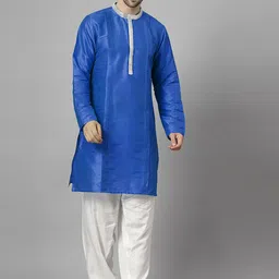 Utsav Fashion Men Yoke Design Pleated Patchwork Kurta with Pyjamas-image-80
