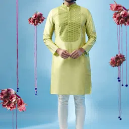 KISAH Ethnic Motifs Yoke Design Regular Mirror Work Kurta With Churidar-picture-8