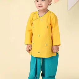 Fabindia Boys Embroidered Angrakha Pure Cotton Straight Kurta with Dhoti Pants-image-24