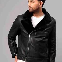 Saint G Leather Water Resistant Biker Jacket-image-32