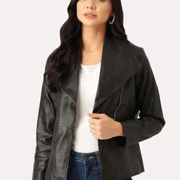 Leather Retail Women Outdoor Biker Jacket-image-97