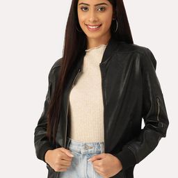Leather Retail Women Outdoor Bomber Jacket-picture-35
