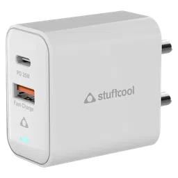 Stuffcool Flow 25W Type A and Type C 2-Port Fast Charger (Adapter Only, BIS Approved, White)-7