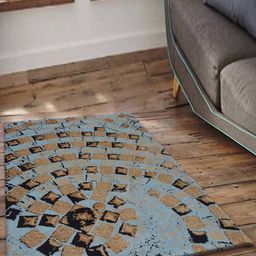PRESTO Blue & Gold Hand Tufted Anti-Skid Carpet-54