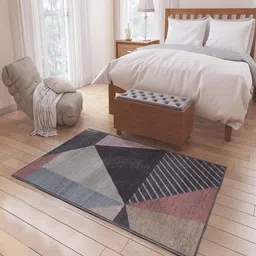 Status Grey & Pink Geometric Printed Anti-Skid Carpet-13