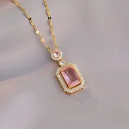 V FASHION JEWELLERY Gold-Plated Stainless Steel Cubic Zirconia Minimal Chain-picture-26
