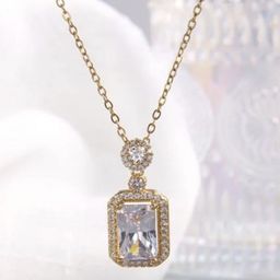 V FASHION JEWELLERY Gold-Plated CZ Stone Studded Pendant With Chain-image-82