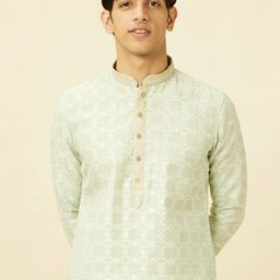 Manyavar Ethnic Motifs Self Design Mandarin Collar Straight Kurta &  Pyjamas-image-45