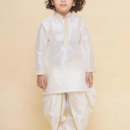 Sethukrishna Boys Mandarin Collar Thread Work Straight Kurta With Dhoti Pants-15