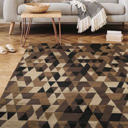 Saral Home Brown & Black Printed Cotton Rectangular Carpet image 1