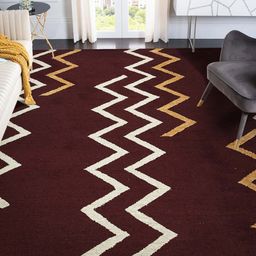saraswatii global Red & White Printed Hand Tufted Rectangular Carpet image 1