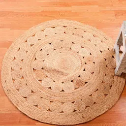 HANDICRAFT PALACE Brown Braided Circular Jute Cotton Carpet-2