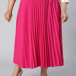 Oxolloxo Accordion Pleats Plus Size Midi Skirts-image-83