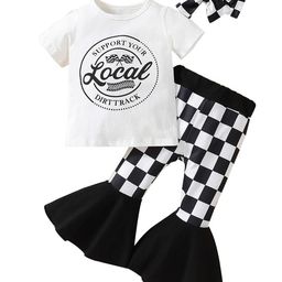 StyleCast Girls Black Printed T-shirt & Palazzos With Headband-image-32