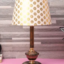 foziq Copper-Coloured & White Printed Table Lamp-13