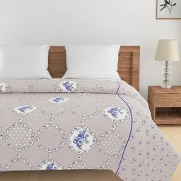 SWAYAM Grey & White Floral AC Room 150 GSM Double Bed Comforter-image-61