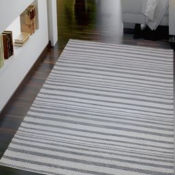 MRIC White Striped Rectangle Woollen Carpet-40