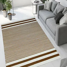 MRIC White Striped Handmade Woollen Carpet-45