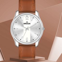 WROGN Men Textured Dial & Toned Leather Straps Analogue Watch WR-6602-Silver-13